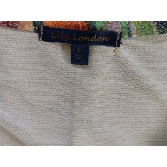 Lily London Women Large Garden Floral Pullover Stretch Blouse 3/4 Sleeve Yellow - Picture 4 of 13